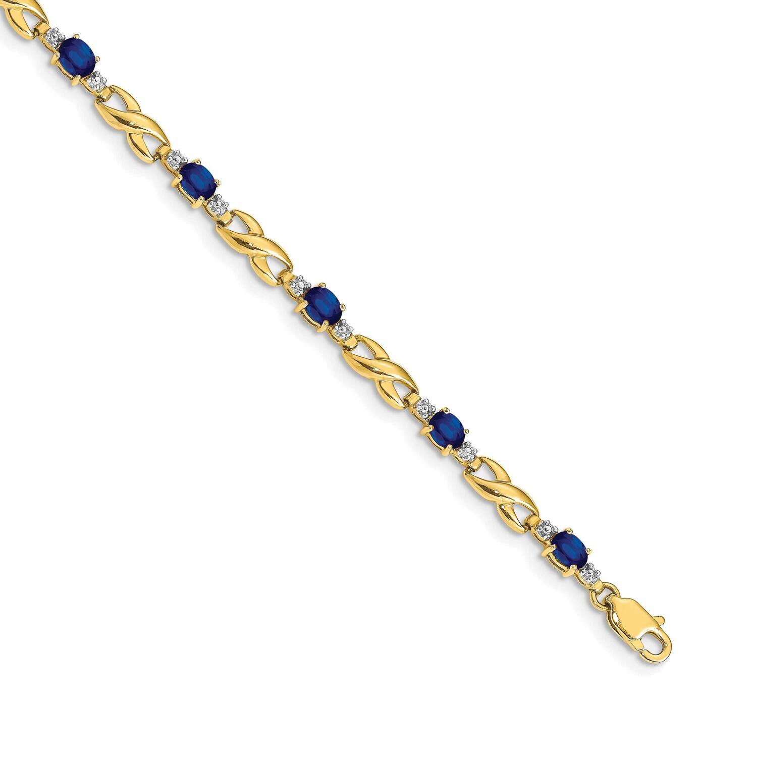 Diamond Oval Sapphire Bracelet 7 Inch 10k Gold BM4477-SA-001-1YA, MPN: BM4477-SA-001-1YA, 886774128…