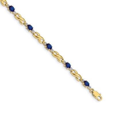 Diamond Oval Sapphire Bracelet 7 Inch 10k Gold BM4477-SA-001-1YA, MPN: BM4477-SA-001-1YA, 886774128…