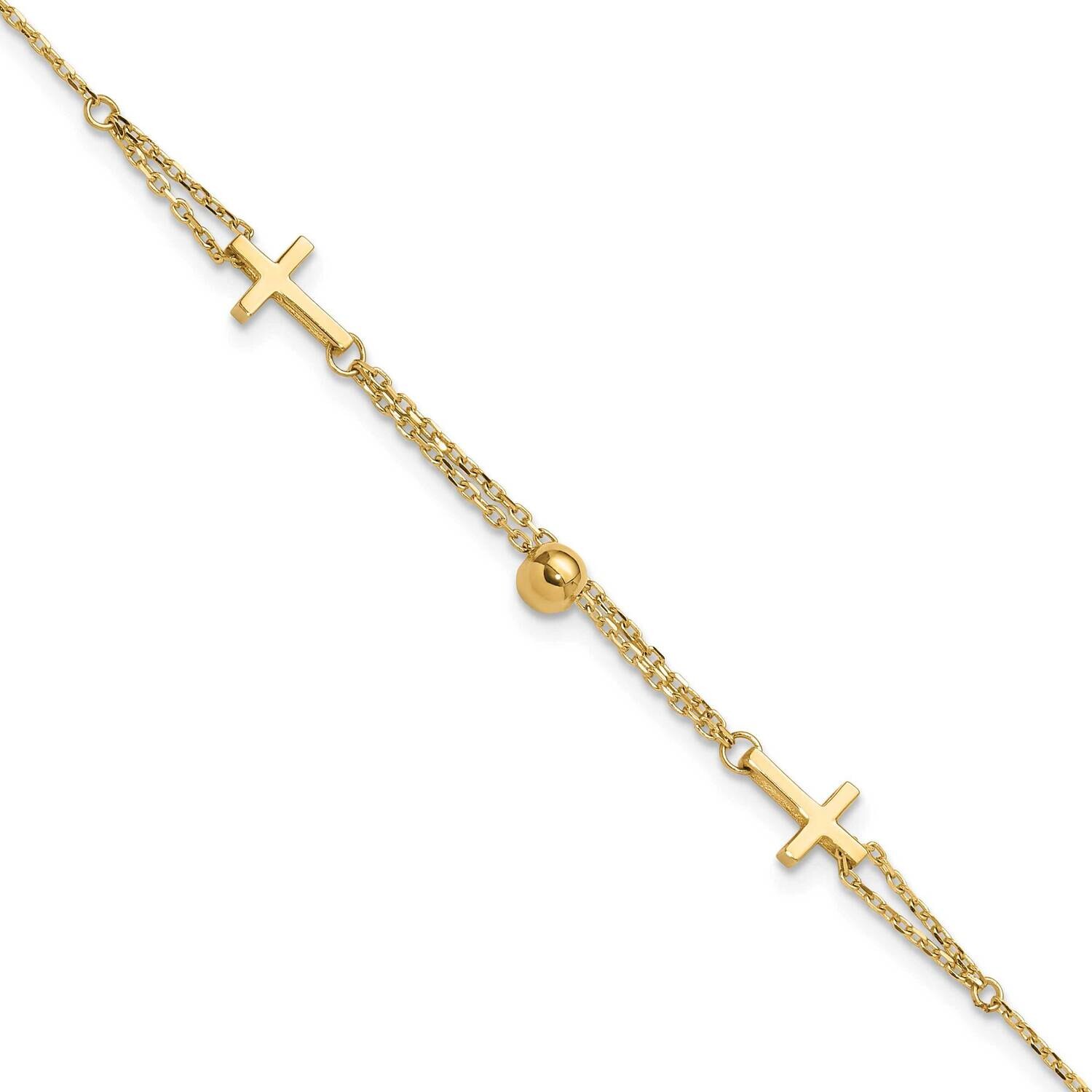 Cross Bracelet 7 Inch 14k Polished Gold FB1988-7, MPN: FB1988-7,