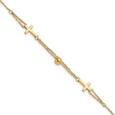 Cross Bracelet 7 Inch 14k Polished Gold FB1988-7, MPN: FB1988-7,