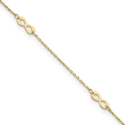 Infinity Symbol 9 Inch Plus .75 Inch Extender Anklet 14k Polished Gold ANK337-9, MPN: ANK337-9,