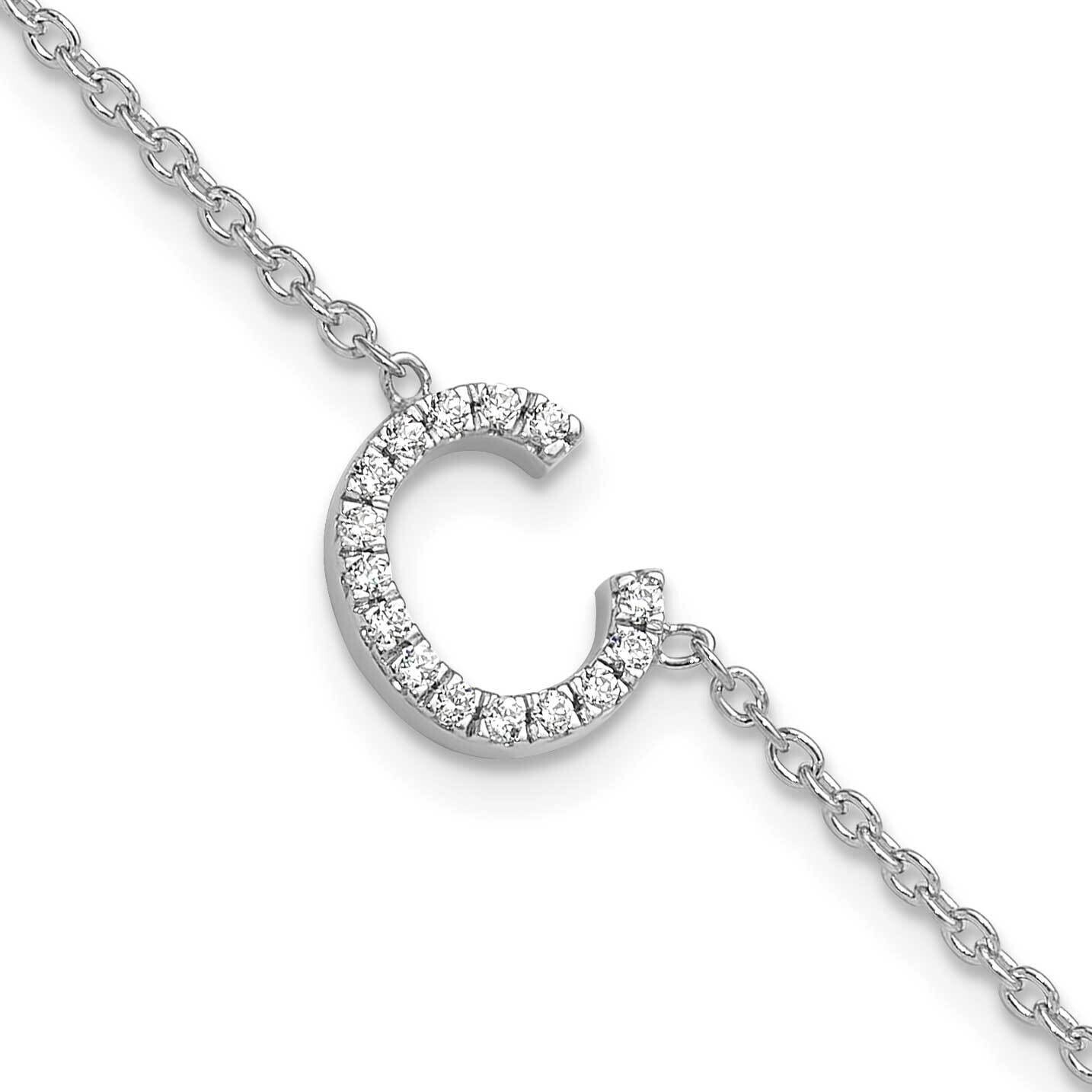 Diamond Sideways Letter C 1 Inch Extender Bracelet 14k White Gold BM9951C-018-WA, MPN: BM9951C-018-…