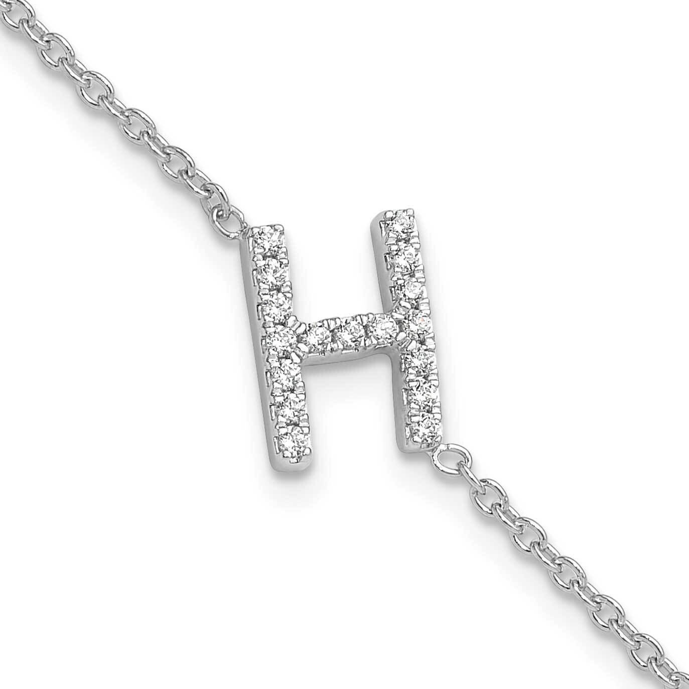Diamond Sideways Letter H 1 Inch Extender Bracelet 14k White Gold BM9951H-020-WA
