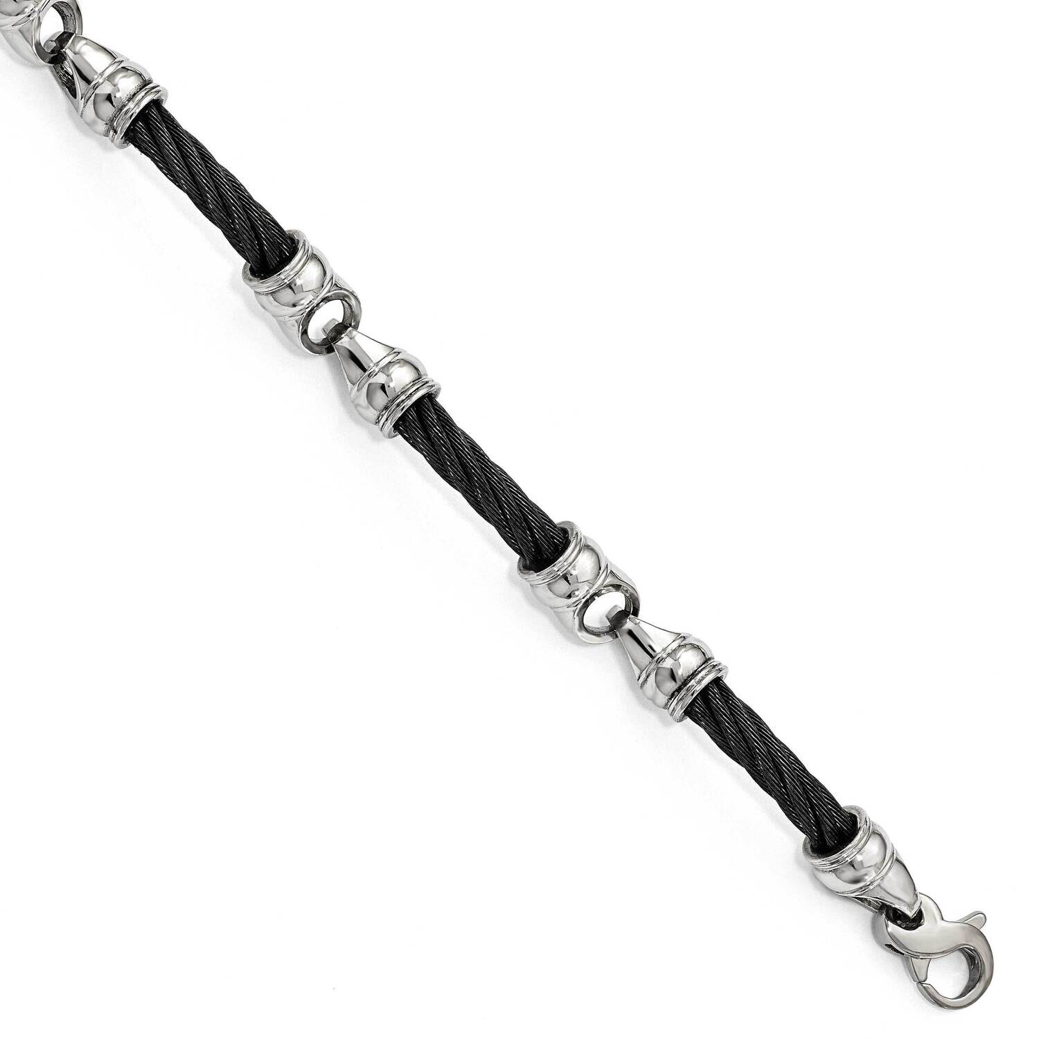 Edward Mirell Cable Link Steel End Caps Bracelet 8 Inch Titanium EMB179-8