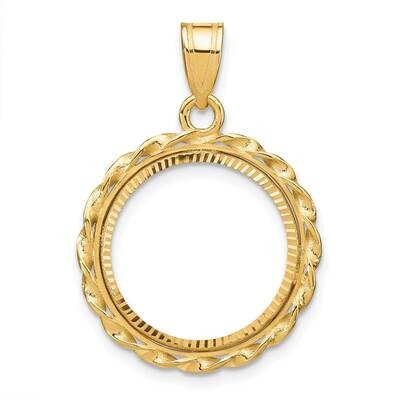 Diamond-Cut &amp; Twisted Wire Prong 16.5mm Coin Bezel Pendant 14k Gold C8181/16.5, MPN: C8181/16.5,