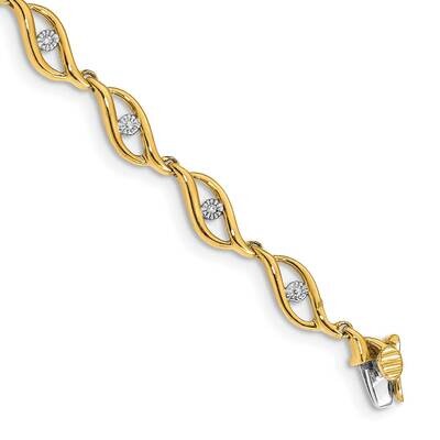 Diamond 7.5 Inch Link Bracelet 10k Gold BM4611-003-1YA, MPN: BM4611-003-1YA,