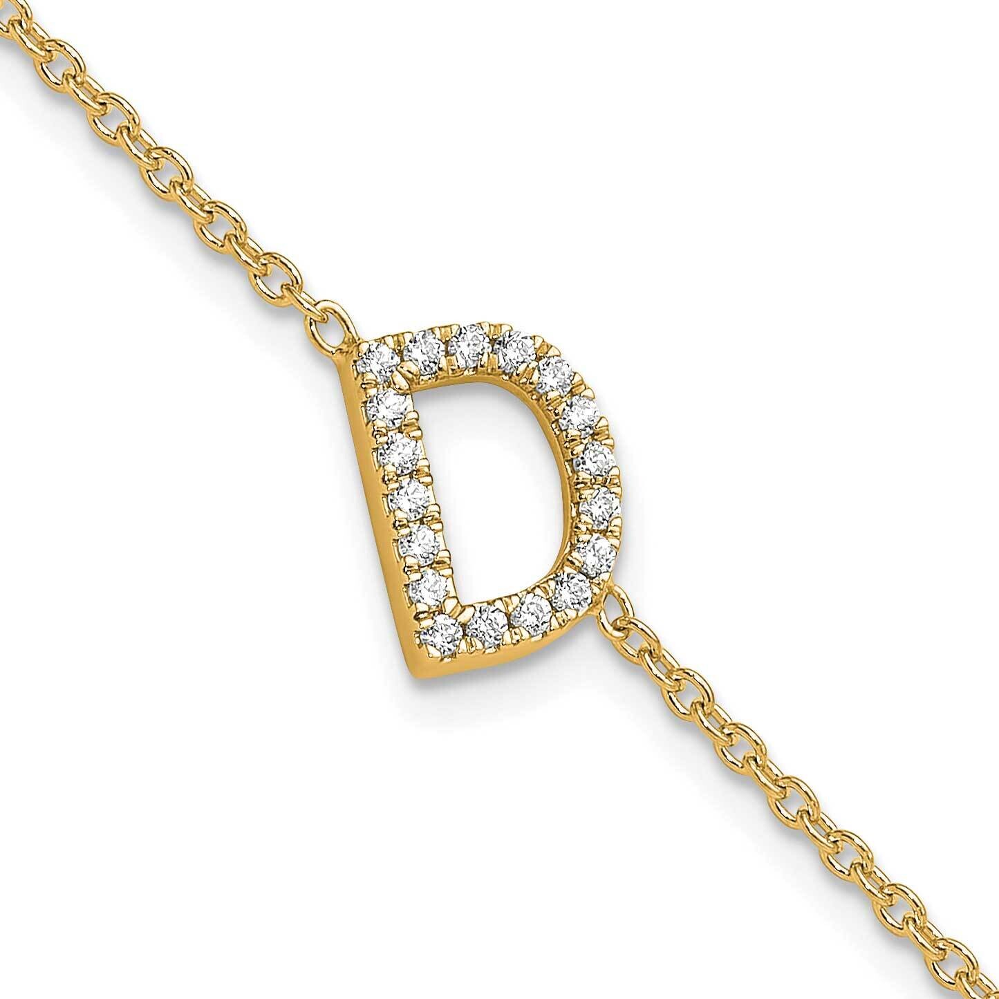 Diamond Sideways Letter D 1 Inch Extender Bracelet 14k Gold BM9951D-022-YA