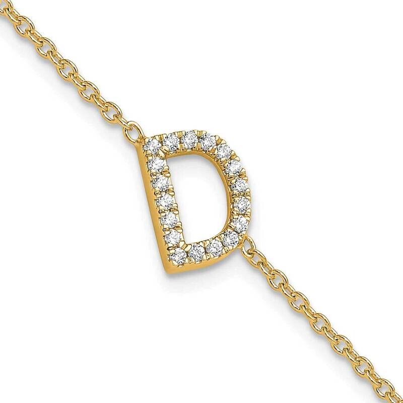 Diamond Sideways Letter D 1 Inch Extender Bracelet 14k Gold BM9951D-022-YA, MPN: BM9951D-022-YA,