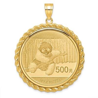 Polished Casted Rope Prong Mounted 1Oz Panda Bezel Pendant 14k Gold C8185/32.0C, MPN: C8185/32.0C,