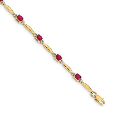 Diamond Oval Ruby Bracelet 7.25 Inch 10k Gold BM4484-RU-001-1YA, MPN: BM4484-RU-001-1YA,