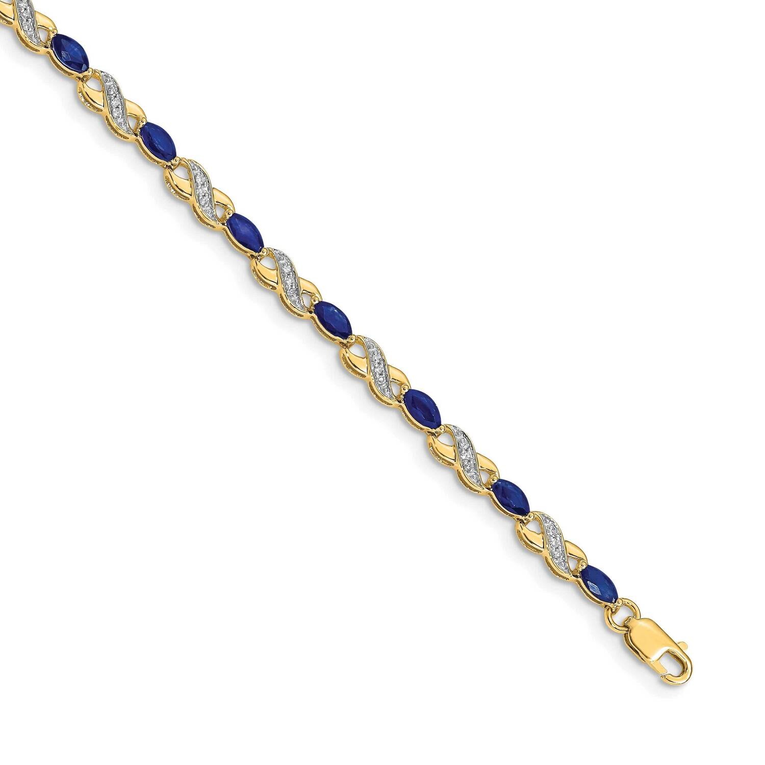 Diamond Sapphire Infinity Bracelet 7 Inch 10k Gold BM4485-SA-015-1YA