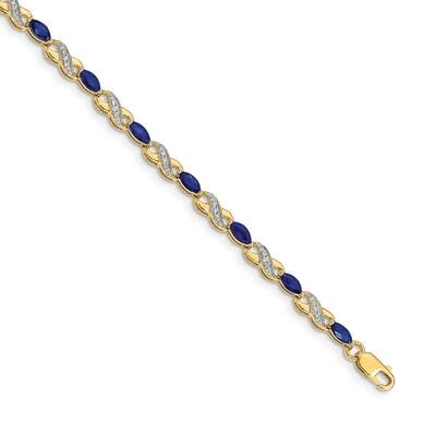 Diamond Sapphire Infinity Bracelet 7 Inch 10k Gold BM4485-SA-015-1YA, MPN: BM4485-SA-015-1YA,