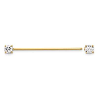 16 Gauge Polished 3mm CZ Industrial Body Jewelry 14k Gold BD282, MPN: BD282,