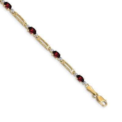 Diamond Garnet Bracelet 7 Inch 10k Gold BM4492-GA-001-1YA, MPN: BM4492-GA-001-1YA,