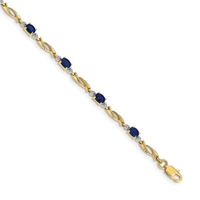 Diamond Oval Sapphire Bracelet 7.25 Inch 10k Gold BM4476-SA-001-1YA, MPN: BM4476-SA-001-1YA,