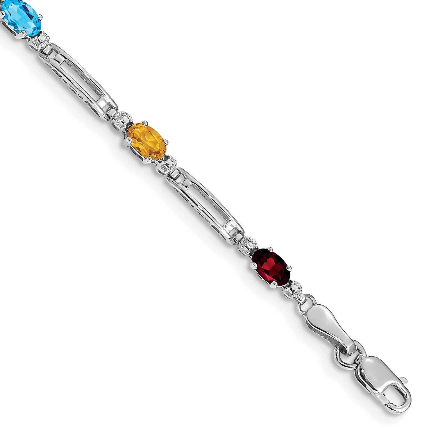 Fancy Diamond Gemstone Rainbow Bracelet 7 Inch 14k White Gold BM4492-RB-001-WA, MPN: BM4492-RB-001-…