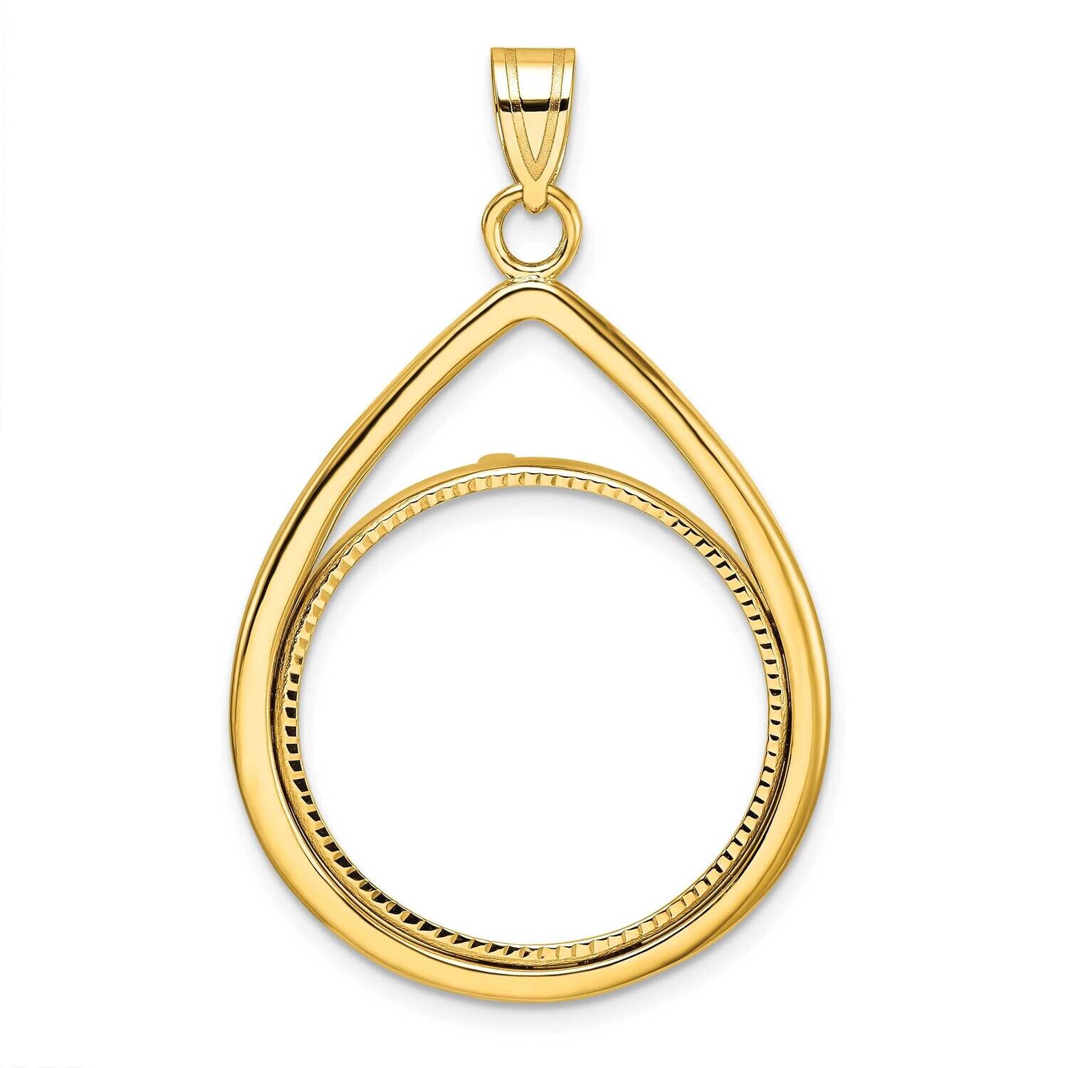 Diamond-Cut Lightweight Tear Drop Prong 22.0mm Coin Bezel Pendant 14k Gold C8192/22.0, MPN: C8192/2…