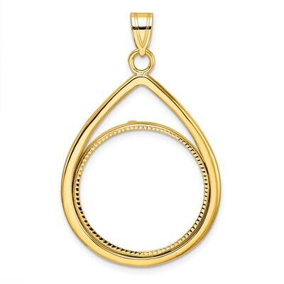 Diamond-Cut Lightweight Tear Drop Prong 22.0mm Coin Bezel Pendant 14k Gold C8192/22.0, MPN: C8192/2…