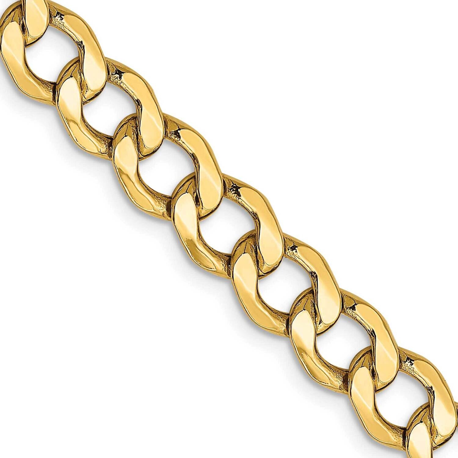 7mm Semi-Solid Curb Chain 22 Inch 14k Gold BC110-22, MPN: BC110-22,