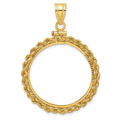 Diamond-Cut Rope Screw Top 27.0mm X 2.35mm Coin Bezel Pendant 14k Gold C8179/27.0, MPN: C8179/27.0,