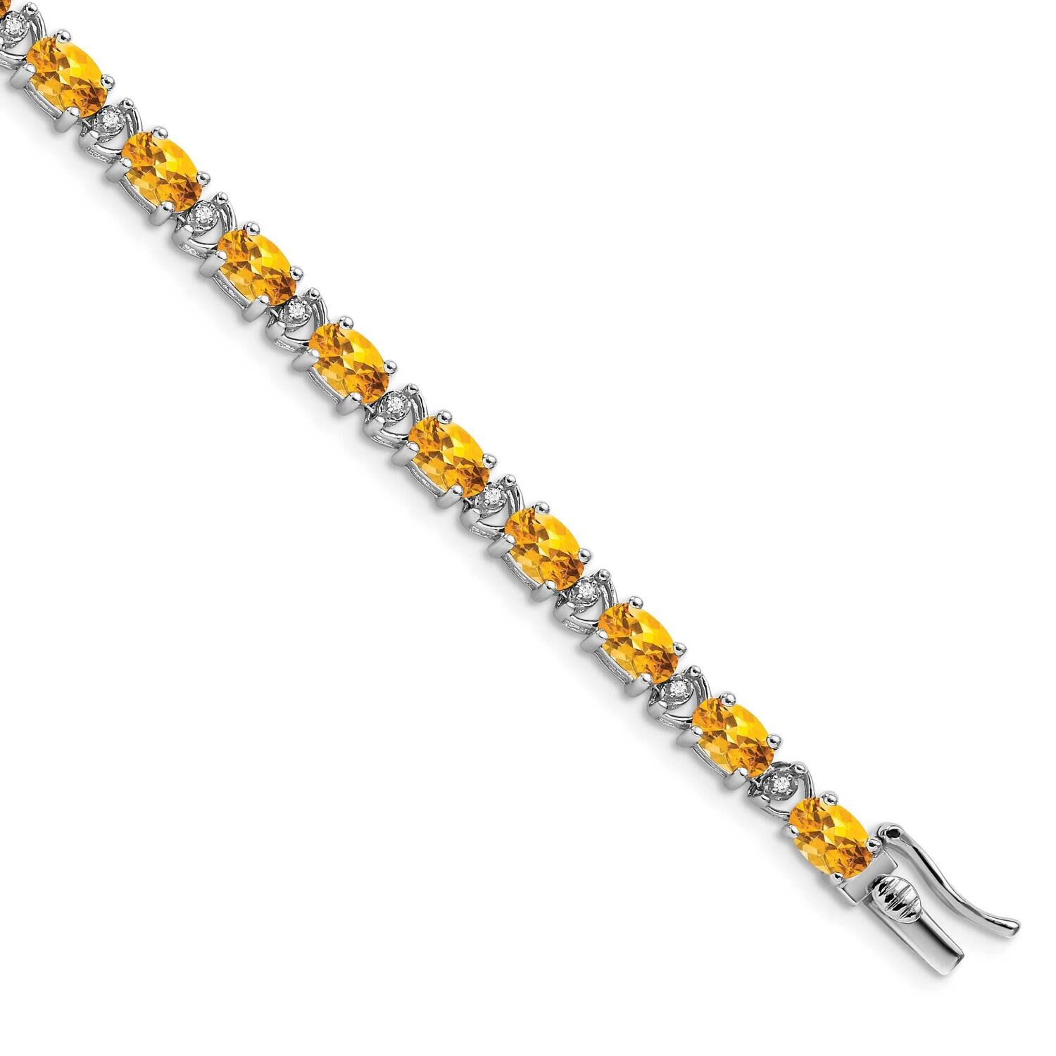 Oval Citrine Diamond Bracelet 7 Inch 14k White Gold BM7147-CI-010-WA, MPN: BM7147-CI-010-WA, 886774…