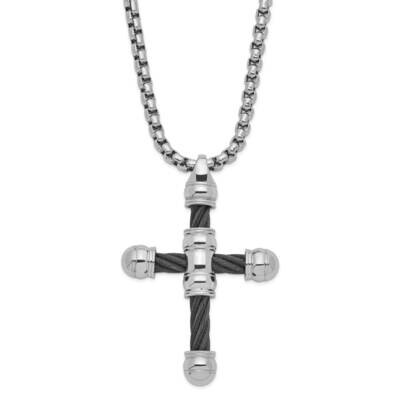 Edward Mirell Cable Cross Steel End Caps Pendant Necklace Titanium EMN160-20 by Edward Mirell, MPN:…