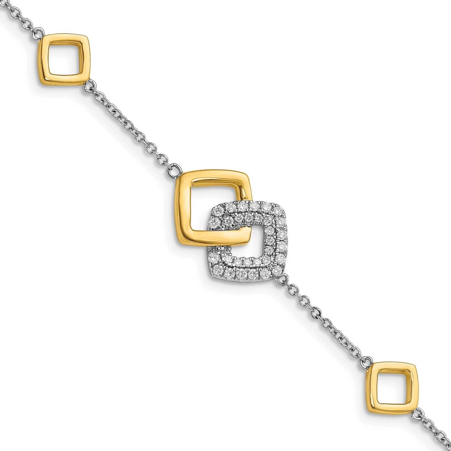 Polished Diamond Double Square 7 Inch Bracelet 14k Two-Tone Gold BM6881-030-WYA