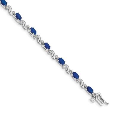 Diamond Sapphire Bracelet 7 Inch 10k White Gold BM4487-SA-010-1WA, MPN: BM4487-SA-010-1WA,