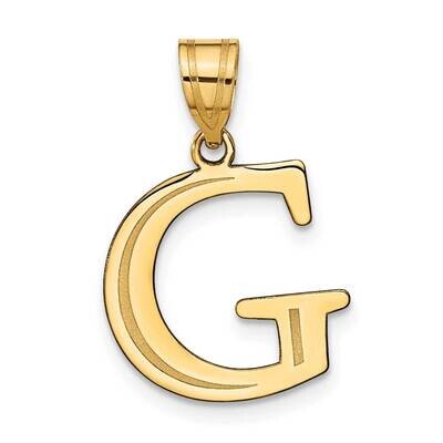 Etched Letter G Initial Pendant 10k Polished Gold 10YC1437G, MPN: 10YC1437G,