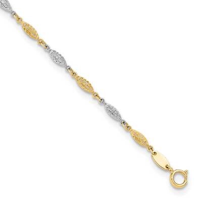 Polished Diamond-Cut Infinity Link 9 Inch Plus 1 Inch Extender Ankle 14k Two-Tone Gold ANK347-9, MP…