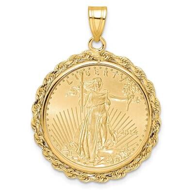 Polished Rope Prong Mounted 1/4Oz American Eagle Coin Bezel Pendant 14k Gold C3012/22.0C, MPN: C301…