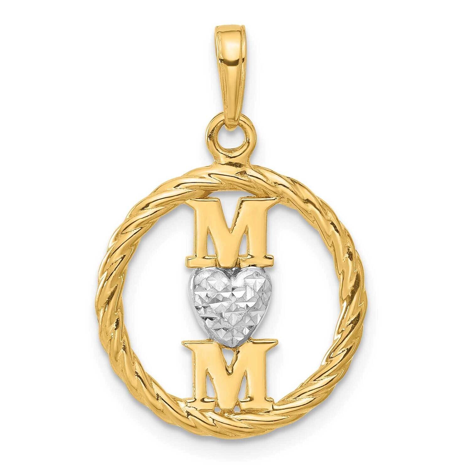 Diamond-Cut Heart Mom Pendant 14k Gold White Rhodium  C4856, MPN: C4856,