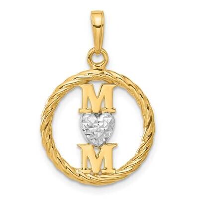 Diamond-Cut Heart Mom Pendant 14k Gold White Rhodium  C4856, MPN: C4856,