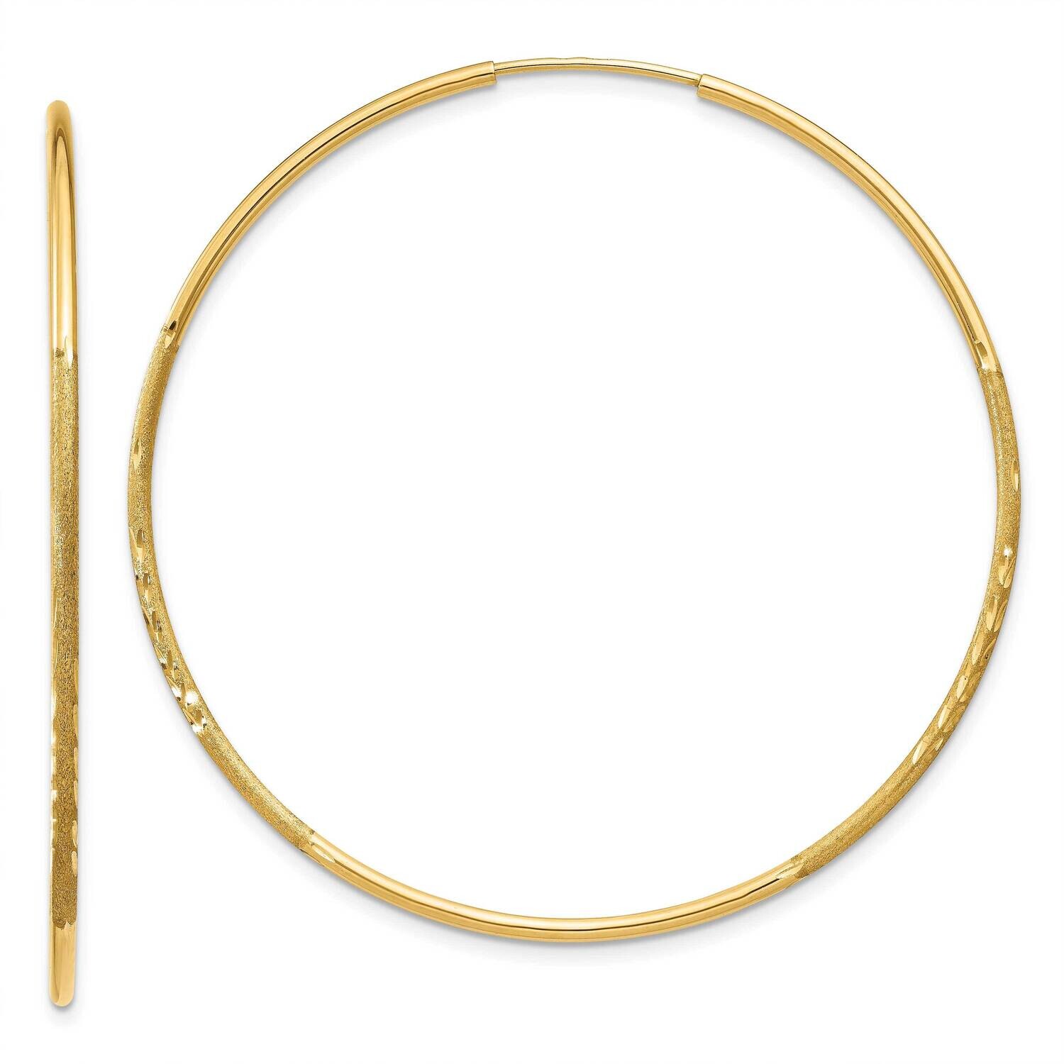 1.25mm Diamond-Cut Endless Hoop Earring 10k Gold 10XY1222, MPN: 10XY1222,