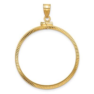 Diamond-Cut Screw Top 32.7mm X 3mm Coin Bezel Pendant 14k Gold C2677/32.7, MPN: C2677/32.7,