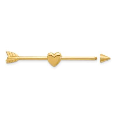 14 Gauge Polished Arrow Movable Heart Industrial Body Jewelry 14k Gold BD283, MPN: BD283,
