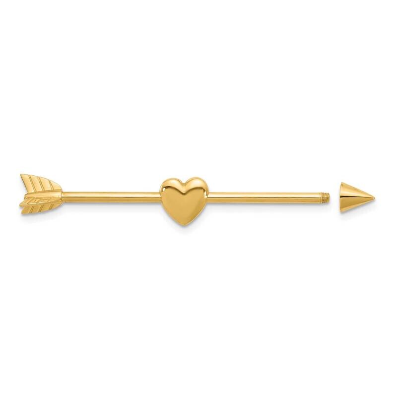 14 Gauge Polished Arrow Movable Heart Industrial Body Jewelry 14k Gold BD283