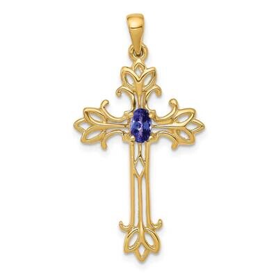 5X3mm Oval Tanzanite Cross Pendant 10k Gold 10XP1775T, MPN: 10XP1775T,