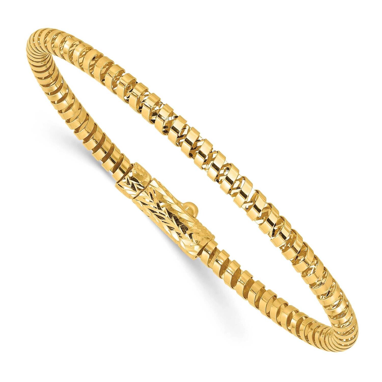 Diamond-Cut Fancy Spiral Bangle 14k Polished Gold DB734, MPN: DB734, 196904099483