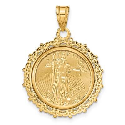 Polished Fancy Prong Mounted 1/10Oz American Eagle Coin Bezel Pendant 14k Gold C8187/16.5C, MPN: C8…
