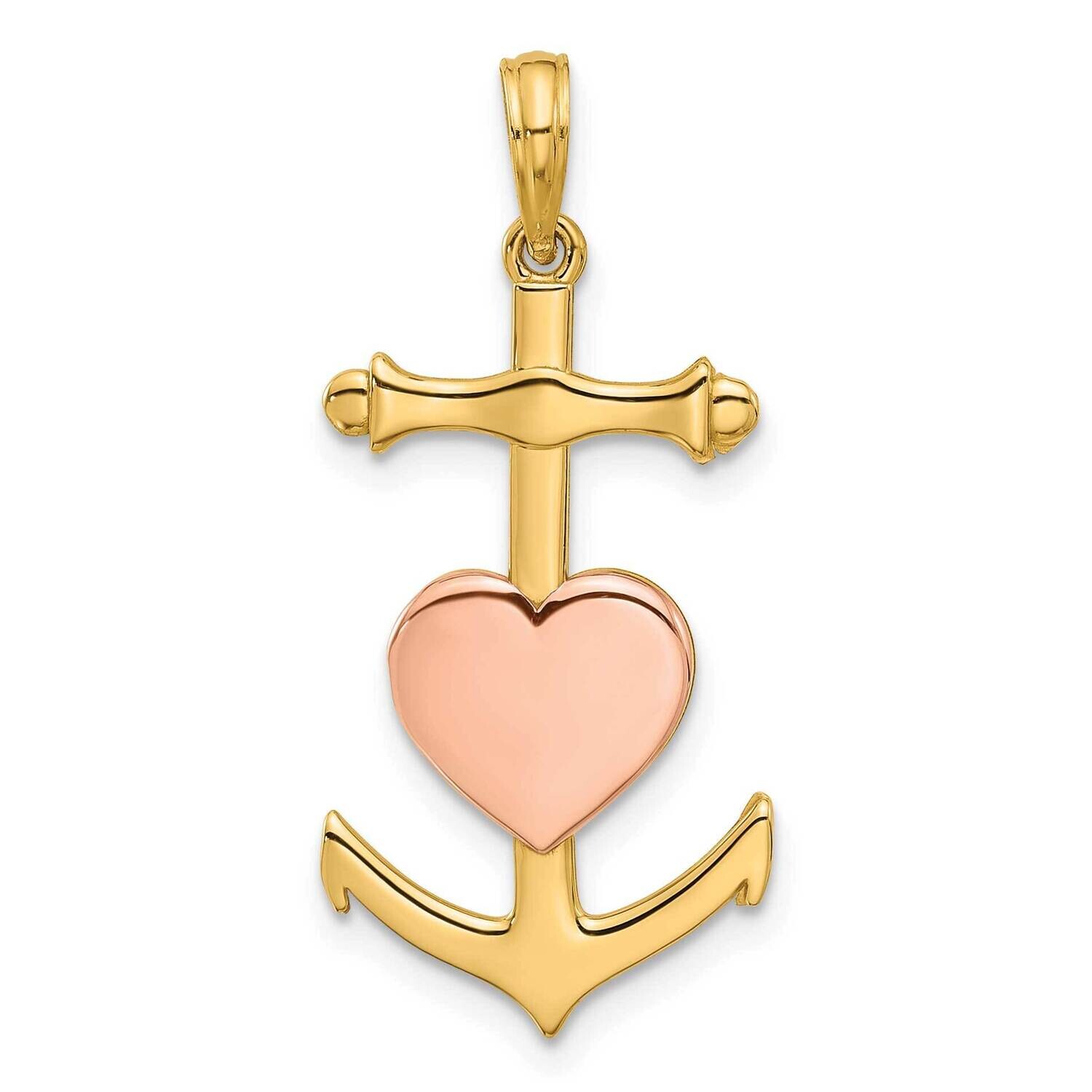 Rose Rhodium Fancy Anchor Heart Charm 14k Gold D5446 by Men&#39;s Jewelry and Accessories, MPN: D5446,