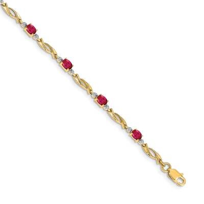 Diamond Oval Ruby Bracelet 7.25 Inch 10k Gold BM4476-RU-001-1YA, MPN: BM4476-RU-001-1YA,