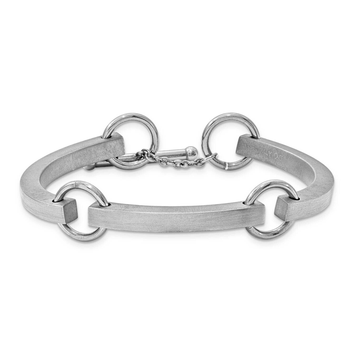 Satin Status Link Bracelet- Rhodium 7.5 Inch Sterling Silver Polished B6861-RH-7.5, MPN: B6861-RH-7…