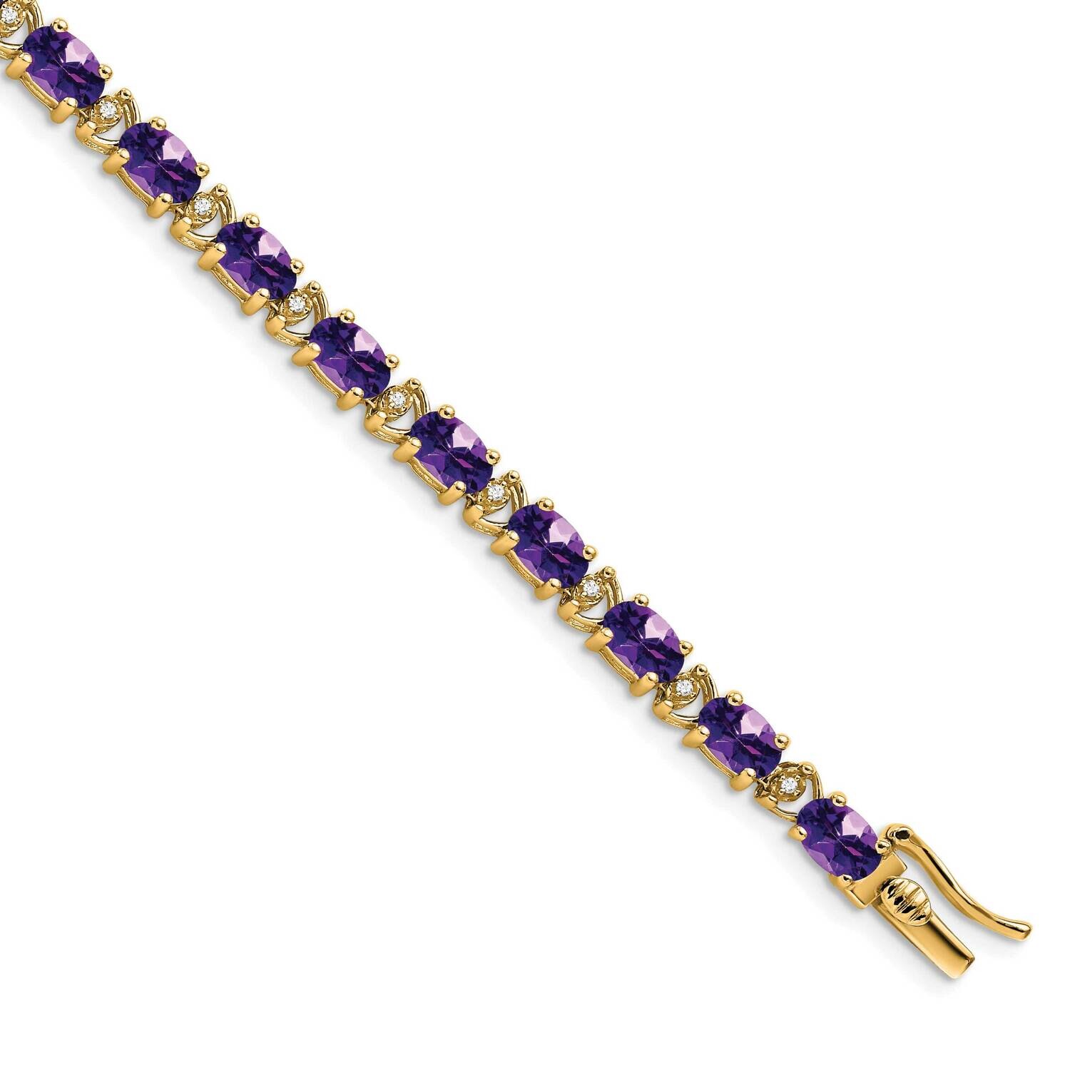 Oval Amethyst Diamond Bracelet 7 Inch 14k Gold BM7147-AM-010-YA, MPN: BM7147-AM-010-YA,