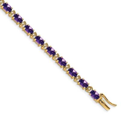 Oval Amethyst Diamond Bracelet 7 Inch 14k Gold BM7147-AM-010-YA, MPN: BM7147-AM-010-YA,