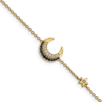 Diamond Sapphire Moon Star 7 Inch Bracelet 14k Gold BM6847-SA-007-YA, MPN: BM6847-SA-007-YA, 886774…