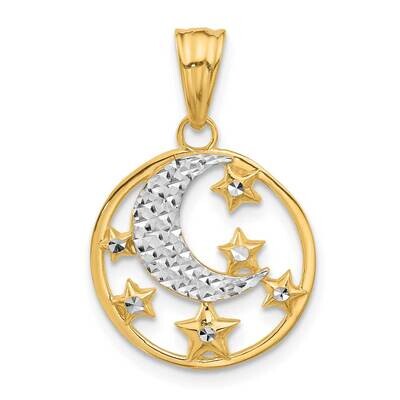 Diamond-Cut Moon Stars Pendant 14k Gold White Rhodium  C4883, MPN: C4883,