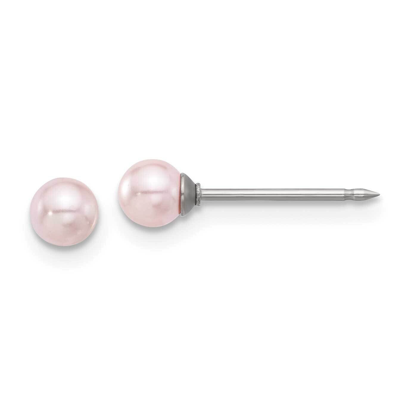 Inverness 4mm Pink Swarovski Glass Pearl Post Earrings Stainless Steel 579E, MPN: 579E,
