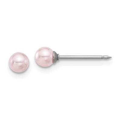 Inverness 4mm Pink Swarovski Glass Pearl Post Earrings Stainless Steel 579E, MPN: 579E,