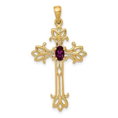 5X3mm Oval Rhodolite Garnet Cross Pendant 10k Gold 10XP1775RG, MPN: 10XP1775RG,